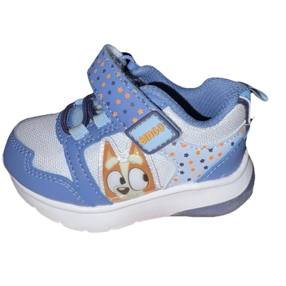 Bluey & Bingo Toddler Tennis Athletic Shoes Blue White and Stars Size 5